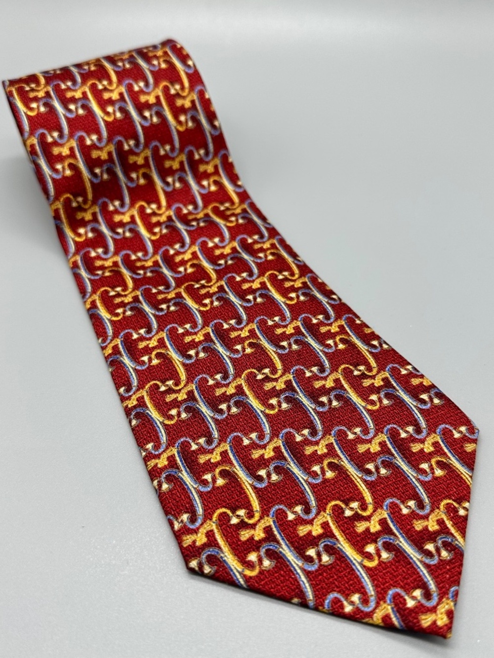 Metropolitan Museum of Art 100% Silk Men's Burgundy Blue Gold 59" Tie